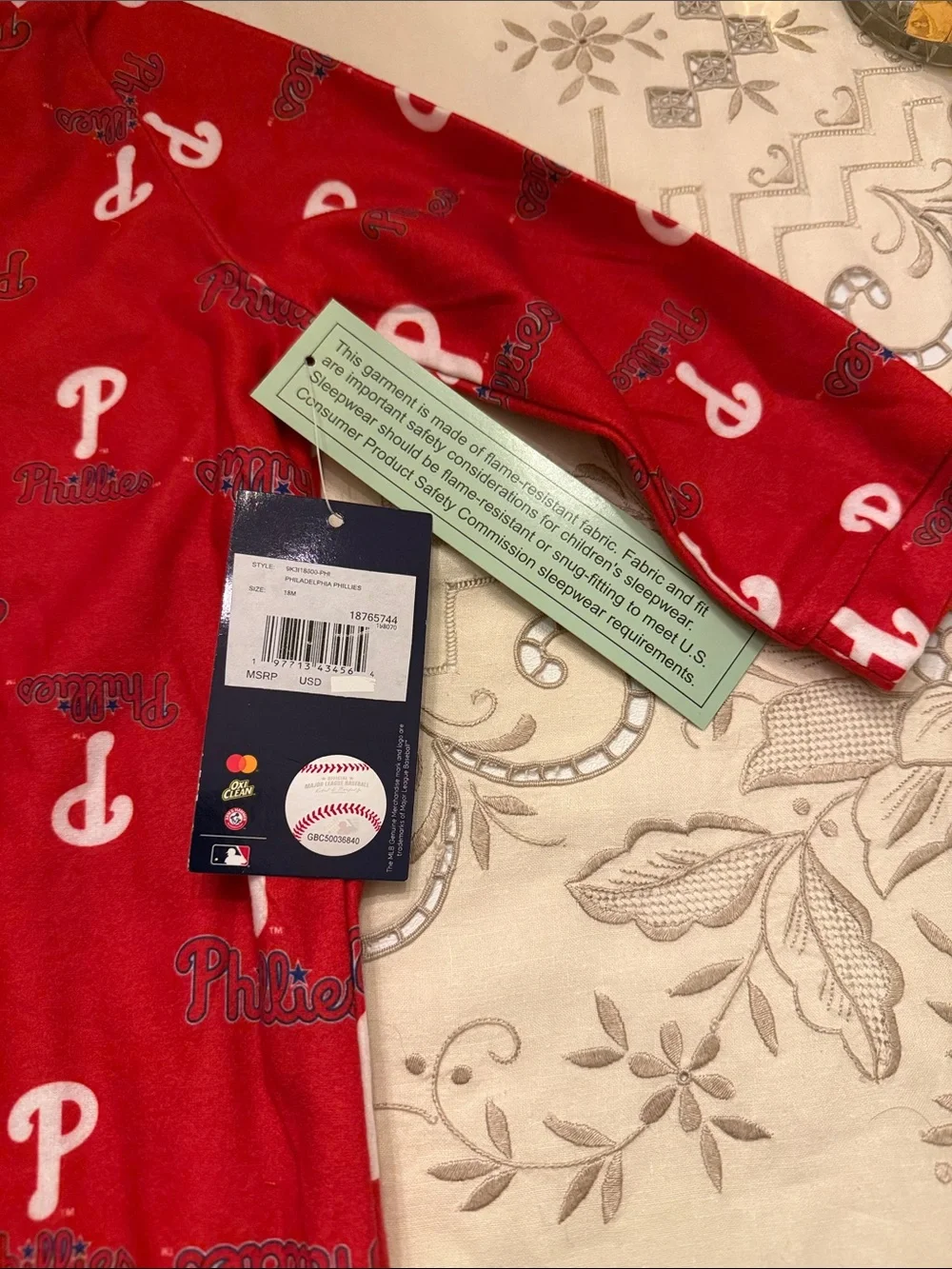 Genuine Merchandise Red Philadelphia Phillies Infant Footed One-Piece